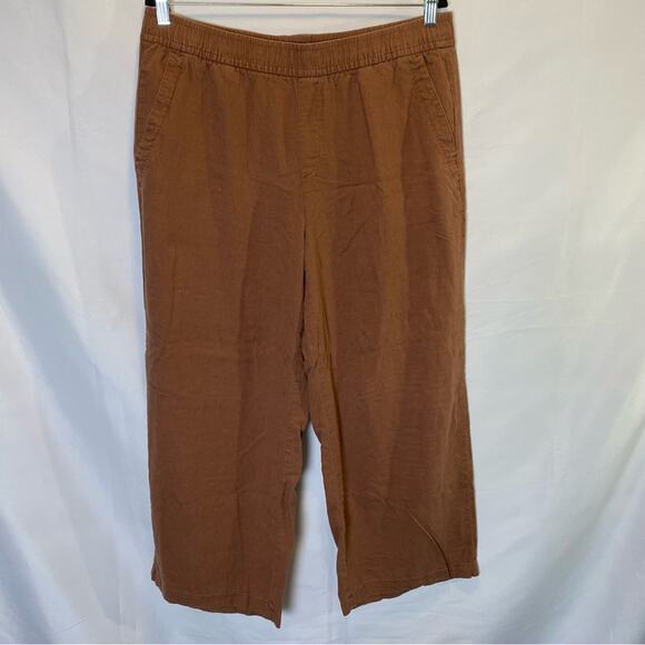 Old Navy High Rise Wide Leg Linen Blend Pants Women’s Large Petite Cropped - Picture 1 of 12
